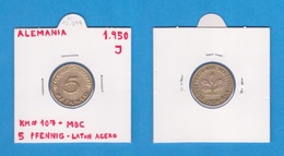 ALEMANIA / DEUTSCHLAND / GERMANY  5 PFENNIG 1.950 J LATON ACERO KM# 107 MBC / VF  DL-12.379 - 5 Pfennig