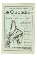 CPA Publicitaire Reçu  Souscription LE QUOTIDIEN Grand Journal D'Information Directeur H.Dumay Illustration République - Filosofie