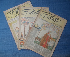 FILLETTE : 1938 : LOT 3 Numeros :1595 - 1596 - 1597  : LES TROIS PRINCESSES ET LES TROIS TALISMANS  --   BLANCHE NEIGE - Fillette