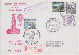 Koerier Per Ballon Bruges St.André Jachtfeesten 20/8/72 Landing  Recommande Oedelem - Covers & Documents