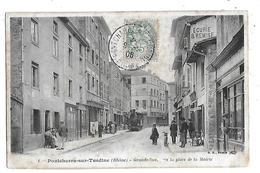 69  - CPA  De  PONTCHARRA S / TURDINE  -  TRAIN  Arrivant  Grande  Rue  En  1906  (  Très  Très  Animée  ) - Pontcharra-sur-Turdine