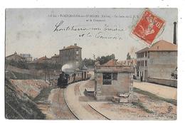 69  - CPA Coloriséede  PONTCHARRA S / TURDINE  - La  GARE  Du  C . F . B .  Et  Le  Commodo  En 1910   ( Très  Animée  ) - Pontcharra-sur-Turdine