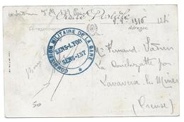 WWI SADRIN POUR LA COUCHEZOTTE TAMPON SENS LYON - CPA SOUS PREFECTURE - CORRESPONDANCE MILITAIRE - War 1914-18