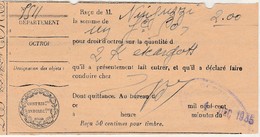 Reçu Octroi D' Ivry 94 / 1935 / 1 ,50 Franc Pour 2 Kg D'escargots - Fiscaux