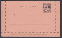 1896. SAINT-PIERRE-MIQUELON. CARTE -LETTRE SPM / 25 C. COLONIES POSTES REP. FRANCAISE... () - JF321821 - Storia Postale