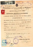 1945 MUNICIPIO DI CAMPOBELLO DI MAZARA  CON MARCHE COMUNALI - Fiscale Zegels