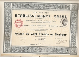 Action Etablissements CAZES à Courbevoie 92 (moteurs Verticaux Pour Automobiles, Autobus Et Locomotives) - 1910 - Cars