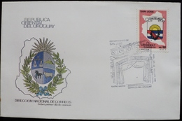 1990 URUGUAY FDC Postmark DEPTO. SAN JOSE MAPA MAP SOL Soleil SUN  Coat Of Arms Blason TEATRO MACCIO THEATER THEATRE - Uruguay