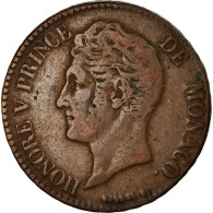 Monnaie, Monaco, Honore V, 5 Centimes, Cinq, 1837, Monaco, TB+, Cast Brass - 1819-1922 Onorato V, Carlo III, Alberto I