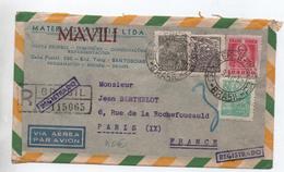 BRESIL / BRASIL - 1947 - ENVELOPPE RECOMMANDEE Pour PARIS - Briefe U. Dokumente