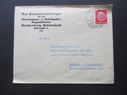 DR / Sudetenland 1938 Brief Aus Dem Bedarf Der Finanzbeauftragte Reichenberg Sudetenland Nach Berlin Gesendet! - Sudetenland