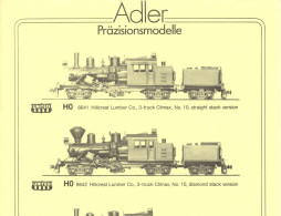 Catalogue ADLER Präzisionsmodelle 1992 Hillcrest Climax & 3-truck Climax HO - Deutsch