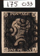 GRAN BRETAGNA 1840  1d  ONE PENNY BLACK  PLATE 1b    LETT. CA  SUPERB BLACK MALTESE CROSS LARGE MARGINED RPS CERTIFICATE - Used Stamps
