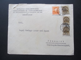 Ungarn 1939 Umschlag Budapest Szekesfovaros Gyogyfürdoi Es Gyogyforrasai An Den Vogel Verlag Motor Und Sport Pössneck - Covers & Documents