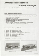 Catalogue AKU Modelleisenbahnen Neuheit 1984/85 Kits Spur HO - En Allemand et En Français - Français