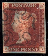GRAN BRETAGNA 1841  1d RED BROWN PLATE 9  LETT AB BLACK MALTESE CROSS VFU - Used Stamps