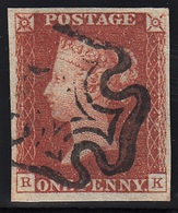 GRAN BRETAGNA 1841  1d RED BROWN PLATE ELEVEN  PLATE 11 LETT. RK LARGE MARGIN A FINE MALTESE CROSS - Used Stamps