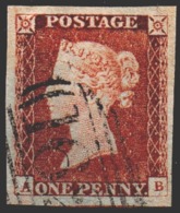 GRAN BRETAGNA 1841  1d RED BROWN  PLATE 65 LETT. AB LARGE MARGIN - Used Stamps