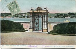 LEVANT CARTE POSTALE -PORTE DE PALAIS DE BEYLERBEY DEPART CONSTANTINOPLE 25-11-05 POSTE FRANCse POUR LA FRANCE - Brieven En Documenten