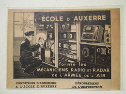 Ecole D'Auxerre - Mécaniciens Radio Et Radar Armée De L'Air  -  Coupure De Presse De 1948 - GPS/Avionique