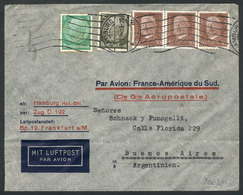 GERMANY: Airmail Cover Sent From Hamburg To Buenos Aires On 19/JA/1934 By Aeropostale, Franked With 1.85Mk, With Lyon Tr - Lettres & Documents