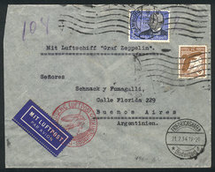 GERMANY: Cover Sent Via Zeppelin From Hamburg To Buenos Aires On 20/JUL/1934 Franked 3.25Mk, With Friedrichshafen Transi - Briefe U. Dokumente