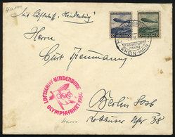 GERMANY: Cover Flown On The Hindenburg In The Special Olympic Flight, Sent From Frankfurt To Berlin On 1/AU/1936. With S - Storia Postale