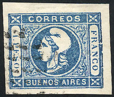 ARGENTINA: GJ.17, With Variety "frame Line Broken At Right", Excellent Quality!" - Buenos Aires (1858-1864)