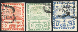 ARGENTINA: GJ.1/3, The Complete Set Of 3 Values Used In SALTA, Genuine And Guaranteed Cancels (signed By Alberto Solari  - Gebruikt