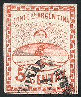 ARGENTINA: GJ.4, 5c. Large Figures, Used In Rosario, Very Rare, Signed By Alberto Solari On Back. - Oblitérés
