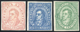 ARGENTINA: UNADOPTED ESSAYS, Lithographed And Printed By Roberto Lange In 1863, Set Of 3 Imperforate Values, VF Quality, - Other & Unclassified