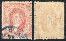 ARGENTINA: GJ.19c, 1st Printing, With INVERTED WATERMARK (reversed), Right Sheet Margin And Line Watermark, Used In Rosa - Used Stamps