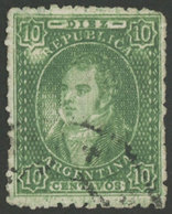 ARGENTINA: GJ.23, 10c. Semi-clear Impression, Fantastic Example With White Spots Produced By Corrosion Of The Plate, Sup - Unused Stamps