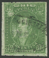 ARGENTINA: GJ.23, 10c. Semi-clear Impression And Thin Paper, Fantastic Example With White Spots Produced By Corrosion Of - Ongebruikt