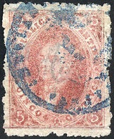 ARGENTINA: GJ.25f, THIN PAPER Variety, With Nice Blue Railway PO Cancel "Estafeta Ambulante Del F.C.O.", Excellent!" - Gebruikt