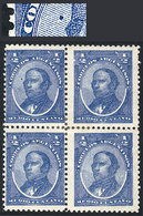 ARGENTINA: GJ.80, 1888 ½c. Urquiza, Mint Block Of 4, One With Variety: Notable Spot Left Of Urquiza, VF Quality! - Autres & Non Classés