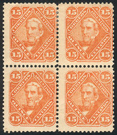 ARGENTINA: GJ.88, 1888 15c. San Martín, Beautiful Mint Block Of 4, 2 Stamps MNH (+100%), Very Fresh And Attractive, Cata - Other & Unclassified