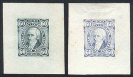 ARGENTINA: GJ.114, 1889 60c. Posadas, 2 DIE Proofs Printed On Thin Paper In Light Ultramarine And Green-blue, Excellent  - Other & Unclassified