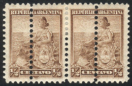 ARGENTINA: GJ.217, 1899 ½c. Liberty, Pair With DOUBLE VERTICAL PERFORATION, VF, Rare! - Autres & Non Classés