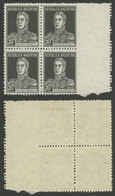 ARGENTINA: GJ.606, 1924 50c. San Martín, Block Of 4 With The Right Perforation Very Shifted, Producing 2 Much Wider Stam - Sonstige & Ohne Zuordnung