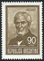 ARGENTINA: GJ.1320B, 90P. Brown (size 27 X 37.5 Mm), Printed On CHALKY PAPER, MNH, Excellent Quality, Catalog Value US$1 - Autres & Non Classés