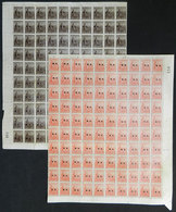 ARGENTINA: GJ.226/227, 1915 Plowman On Unwatermarked French Paper, The Cmpl. Set Of 2 Values In Sheets Of 100 (one Sheet - Service