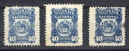 ARGENTINA: GJ.3, 1887 40c. Type A Unwatermarked, 3 Examples In Light Blue, Blue And Dark Blue (the Latter With Little De - Telegraph