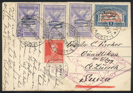 ARGENTINA: PC Sent By ZEPPELIN From Buenos Aires To Switzerland On 21/MAY/1930 With Good Postage, Special Violet Handsta - Sonstige & Ohne Zuordnung