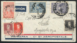 ARGENTINA: Airmail Cover Sent From B.Aires To Yugoslavia On 17/FE/1934 Via France, Very Colorful Postage (6 Different St - Autres & Non Classés