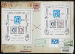 ARGENTINA: Large Cover Sent To Germany On 20/AP/1958, Franked With 2 Souvenir Sheets Of The EXFICEC Stamp Expo (+ Other  - Autres & Non Classés