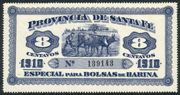 ARGENTINA: Province Of SANTA FE: Rare Revenue Stamp Of 8c. Of The Year 1910, Special For Sacks Of Flour, VF Quality! - Other & Unclassified