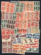 ARGENTINA: More Than 130 Stamps In BLOCKS OF 4 Or LARGER, All Used And Of Very Fine Quality. Some Interesting Cancels Ca - Collections, Lots & Series