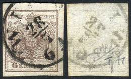 AUSTRIA: Yv.4b (Sc.4a), 1850 6Kr. On Horizontally Ribbed Paper, VF - Other & Unclassified