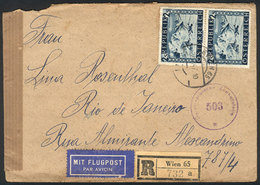 AUSTRIA: Registered Airmail Cover Sent From Wien To Brazil On 21/MAY/1947 With Nice Postage Of 4S., VF Quality! - Andere & Zonder Classificatie